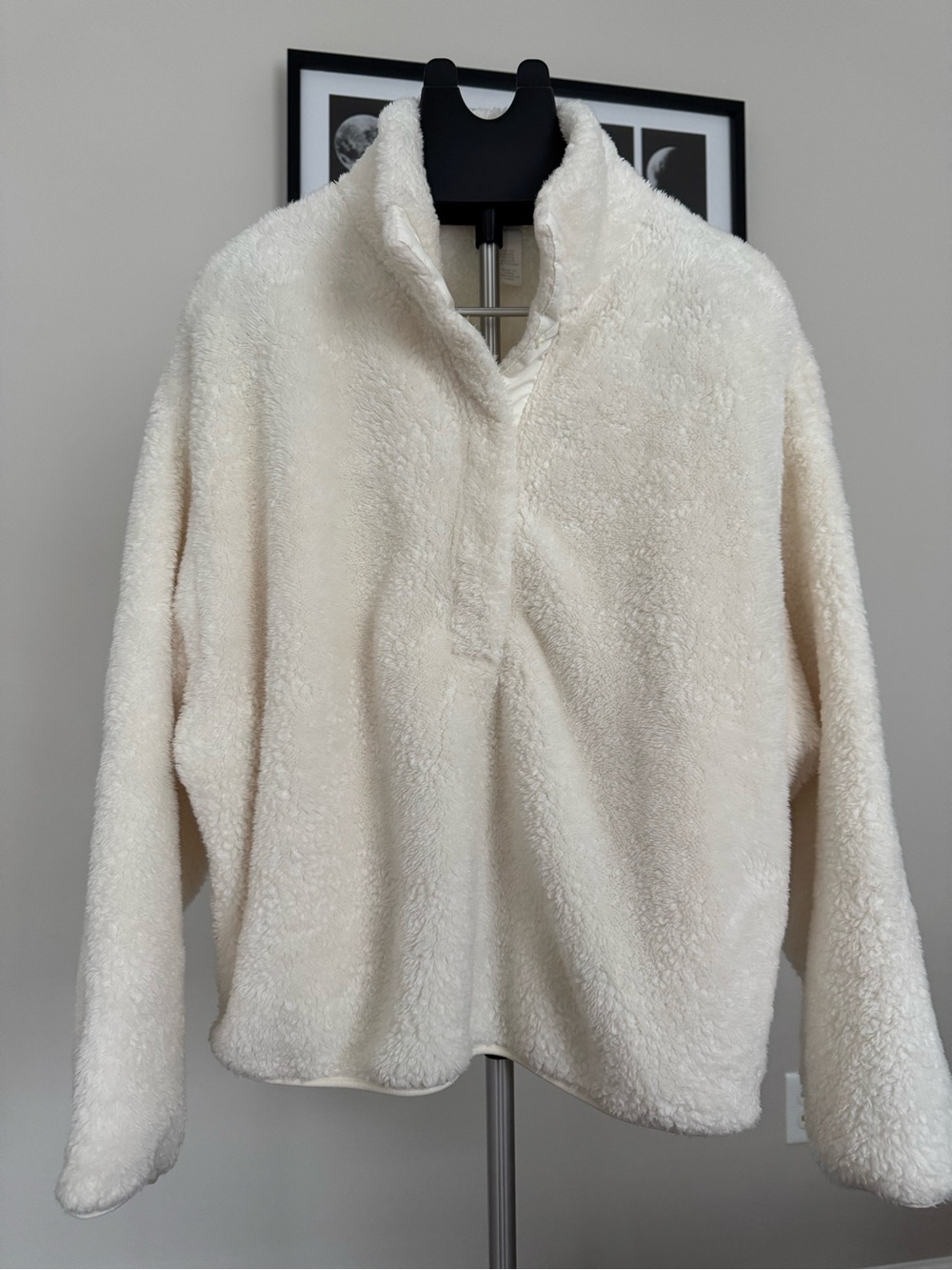 Women's Cream Plush Sherpa Pullover Jacket